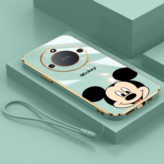 เคสโทรศัพท์มือถือ TPU แบบนิ่ม ลายมิกกี้ เมาส์ ขอบสี่เหลี่ยม หรูหรา สําหรับ Honor X9a 5G X6 X8 5G