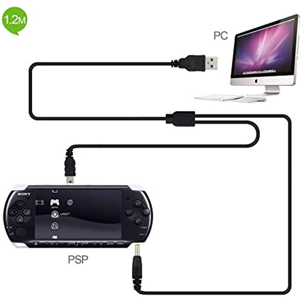 สายชาร์จ USB 2 in 1 สําหรับคอนโซล PSP 1000 2000 3000