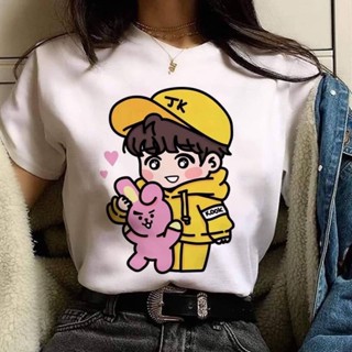 🌟​พร้อมส่ง​🌟 Korean Kpop BTS Unisex Fashion Cotton Spandex for Women tees T-Shirt