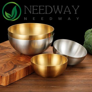 Needway ชามสเตนเลส สีทอง สไตล์เกาหลี สําหรับใส่สลัด ก๋วยเตี๋ยว ซุป ข้าว ผลไม้