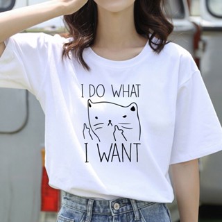 90S Women Ullzang Cute Aesthetic White T-shirt Kawaii Cat Graphic Harajuku T Shirt  90s Funny Cartoon T Shirt Cats _07