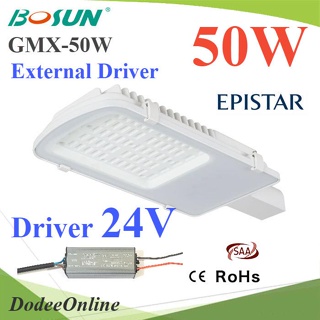 .50W LED โคมไฟถนน แบบอลูมิเนียมโปรไฟล์ แสงสีขาว 6500K ใช้ Driver ต่อภายนอกโคม 24V รุ่น Bosun-GMX-50W-24V DD