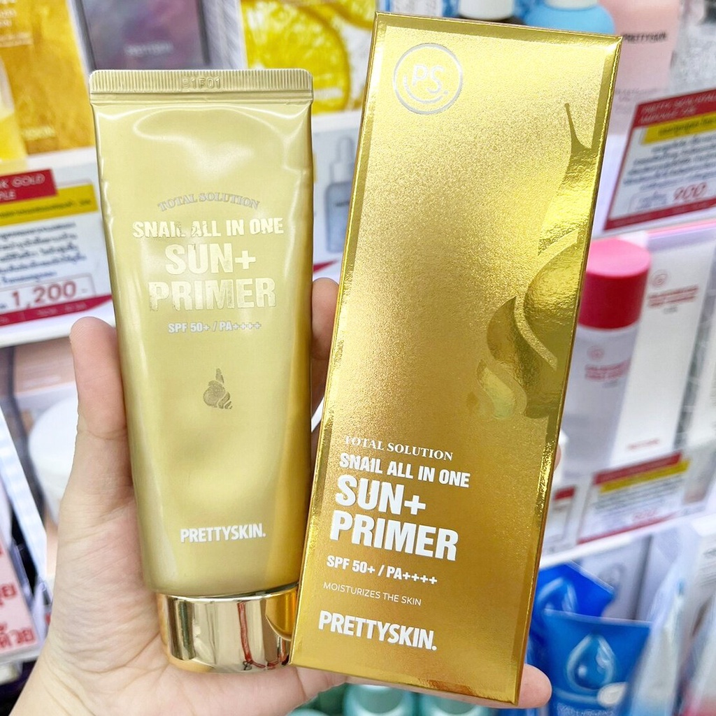 🔥🔥🔥   Pretty Skin Snail All-In-One Sun Primer SPF 50 PA+++50ml.(MADE IN KOREA) กันแดดพร้อม primer  ย