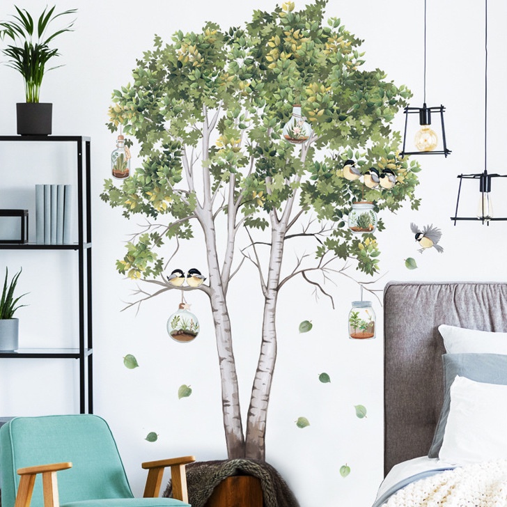 สติ๊กเกอร์ติดผนัง ลายดอกไม้ ต้นไม้ สติกเกอร์แต่งผนัง ติดง่าย wallpaper wall sticker แต่งบ้าน M01117