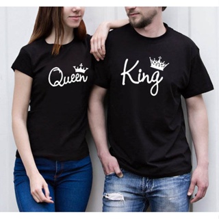 King and Queen Printed Couple Set Men T Shirt  Women Short-Sleeved T Shirt Cotton Plain T-shirt letter T-shirt Coup_02