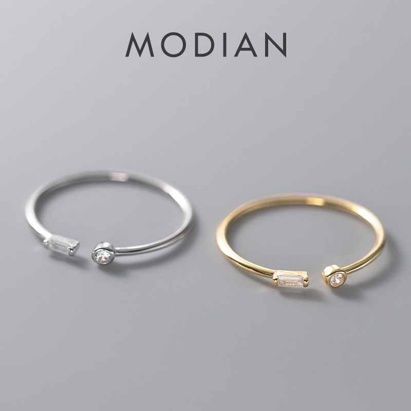 Modian แหวนเงินแท้ 925 ทอง 14K แบบบาง ปรับได้ เครื่องประดับ สําหรับผู้หญิง งานแต่งงาน ของขวัญ