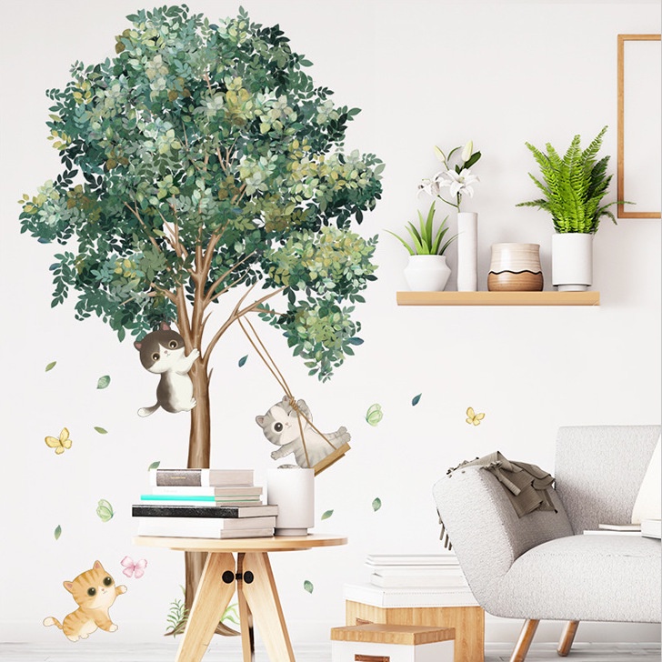 สติ๊กเกอร์ติดผนัง ลายดอกไม้ ต้นไม้ สติกเกอร์แต่งผนัง ติดเองง่าย วอลเปเปอร์ sticker แต่งบ้าน M01112