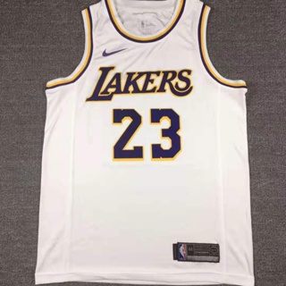 ขายดี เสื้อกีฬาบาสเก็ตบอล แขนสั้น ลายทีม Los Angeles Lakers 23# LeBron James NBA NCbleh38HOemld79 สีขาว สําหรับผู้ชาย