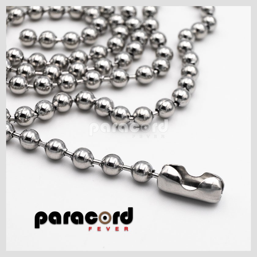 แท็กกองทัพทหาร 1 เมตร สร้อยคอโซ่จี้ลูกบอลสแตนเลส Rantai Leher Akar