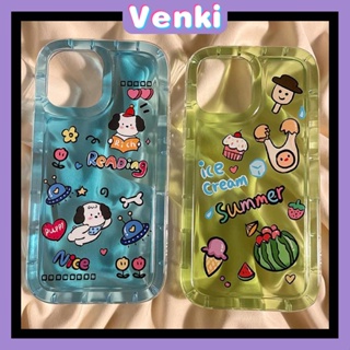 VENKI - เคสไอโฟน11 เคส เคสสำหรับ iPhone 14 Pro Max TPU Soft Jelly ถุงลมนิรภัยเคสใสน่ารักการ์ตูนสุนัขป้องกันกล้องกันกระแทกสำหรับ iPhone 14 13 12 11 Plus Pro Max 7 Plus X XR