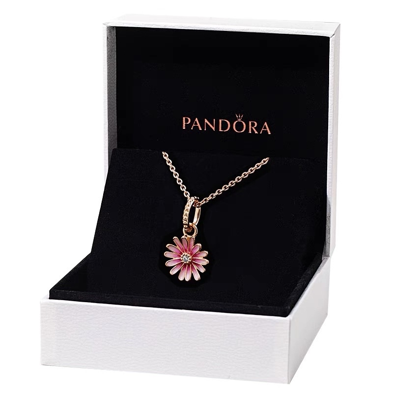 [ส่งจากกรุงเทพ]Pandora เงิน925 สร้อยคอ สร้อยคอพร้อมจี้ ส้อยคอแฟชั่น Pink Daisy Necklace ของขวัญสำหรับคนพิเศษ ของแท้ 100%