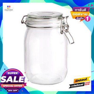 Glass โหลแก้วทรงกลมฝาสปริง Kassa Home รุ่น 6504 ความจุ 1 #000 มล. สีใสround Glass Jar With Spring Lid  Home No. 6504 Cap