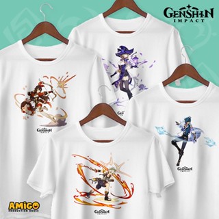 Genshin IMPACT Casual T-Shirt Short Sleeves Round Neck Printed Anime Characters UNISEX Game Large Size For Children_05