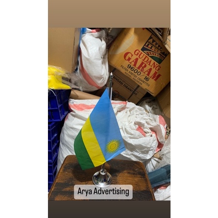 RWANDA ธงประเทศ + เสาโต๊ะสแตนเลส