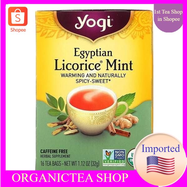 ชา​ Yogi Tea Egyptian Licorice Mint​ Caffeine Free,16​ Tea Bags มิ้นท์
