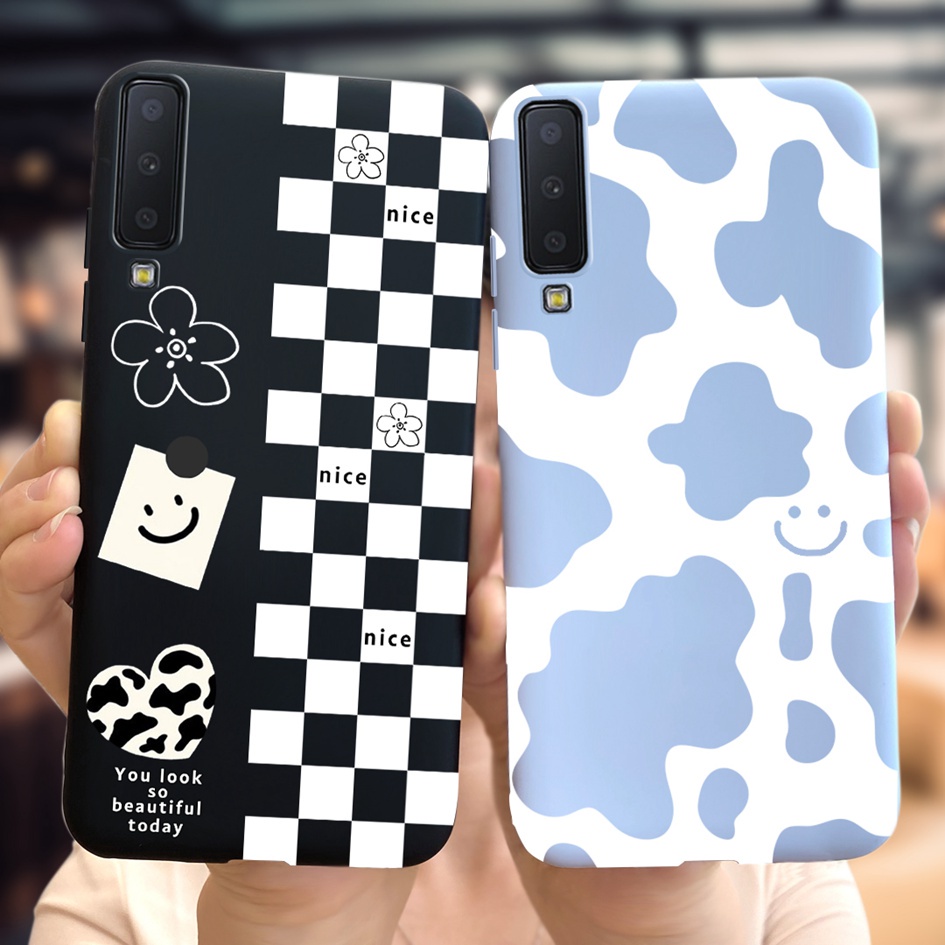 เคสโทรศัพท์ ซิลิโคนนิ่ม กันกระแทก ลายวัวนม สําหรับ Samsung Galaxy A7 A9 2018 SM-A750F SM-A920F