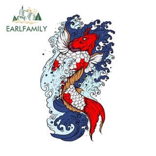 Earlfamily สติกเกอร์ติดประตูรถยนต์ ลายปลาคาร์พ ขนาด 13 ซม. x 7.7 ซม.