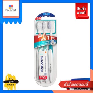 Sensodyne(เซ็นโซดายน์) SENSODYNE TOOTHBRUSH เซ็นโซดายน์ แปรงสีฟัน แพ็ค 2 แถม 1 ชิ้น (เลือกขนาด) SENSODYNE TOOTHBRUSH Sen