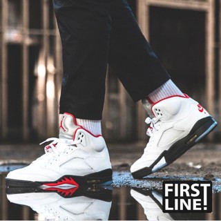 Mblv Air Jordan 5 Fire Red รองเท้าวิ่ง รองเท้ากีฬา รองเท้าบาสเก็ตบอล AJ5 Jordan5 พื้นหนา สีดํา สีขาว สําหรับผู้ชาย