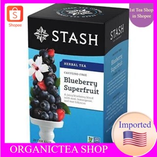 ชา​ Stash Herbal Tea Caffeine Free Blueberry Superfruit 20​ Tea Bags