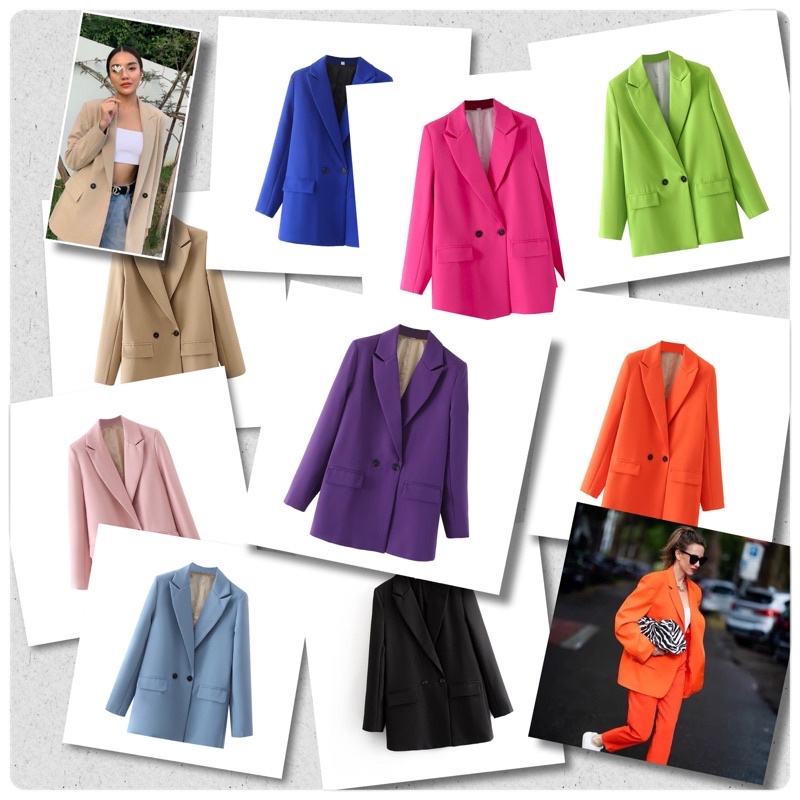 varinda plain blazer #เสื้อสูทสีน้ำตาล #เสื้อสูทสีดำ #เสื้อสูทสีน้ำเงิน #เสื้อสูทสีส้ม #เสื้อสูทสีเขียว code 115