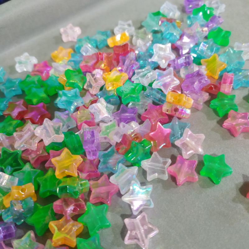 ลูกปัดดวงดาว (23ชิ้น)โทนรุ้ง ส่งจากไทย