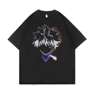 เสื้อยืดโอเวอร์ไซส์เสื้อยืด ขนาดใหญ่ พิมพ์ลาย Psycho Crucify Killua Zoldyck | สีดํา | เสื้อฮันเตอร์ x ฮันเตอร์ | เส_02