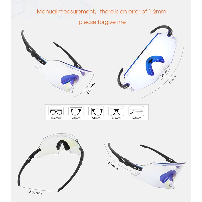 KAPVOE แว่นตาปั่นจักรยานแบบโฟโตโครมิกแว่นกันแดดกลางแจ้งขี่จักรยานแว่นตาจักรยานเสือภูเขาเดินป่าแบบสบาย ๆ กันลม - รูปที่ 7
