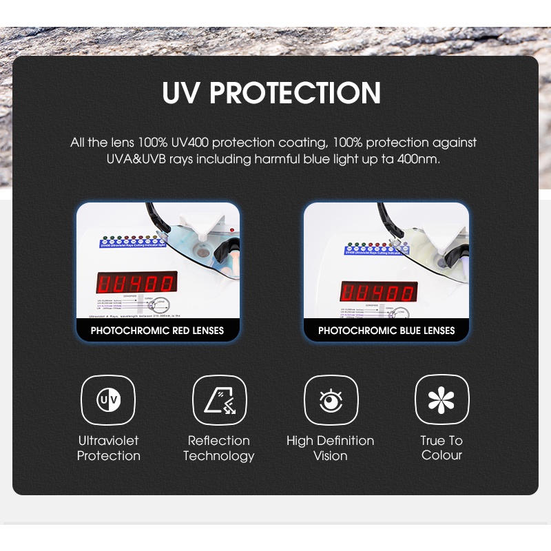 KAPVOE แว่นตาปั่นจักรยานแบบโฟโตโครมิกแว่นกันแดดกลางแจ้งขี่จักรยานแว่นตาจักรยานเสือภูเขาเดินป่าแบบสบาย ๆ กันลม - รูปที่ 6