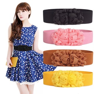 【AG】Belt Elastic Double-flower Fabric Wide Elastic Waist Belt for Party