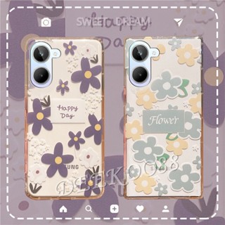 ใหม่ เคสโทรศัพท์มือถือ TPU นิ่ม ปิดด้านหลัง ลายดอกไม้น่ารัก สีเขียว สีม่วง สําหรับ Realme 10 4G 5G Pro+ Pro Plus 2023 Realme10 10Pro 10Pro+