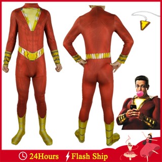 ชุดจั๊มสูท ชุดคอสเพลย์ Billy Batson Superhero Shazam เหมาะกับปาร์ตี้ฮาโลวีน สําหรับเด็ก และผู้ใหญ่