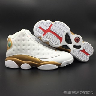 0qiz Air Jordan 13 Retro DMP รองเท้าผ้าใบ สีขาว สีทอง ghK4