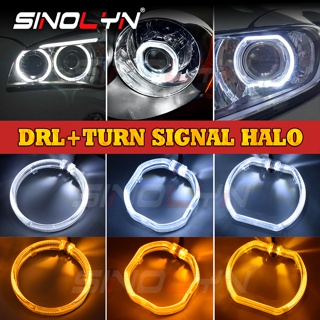 หลอดไฟเลี้ยว DRL ทรงสี่เหลี่ยม แปดเหลี่ยม 80 มม. 95 มม. 12V 24V สีขาว เหลือง สําหรับรถยนต์ รถบรรทุก รถจักรยานยนต์ 2 ชิ้น