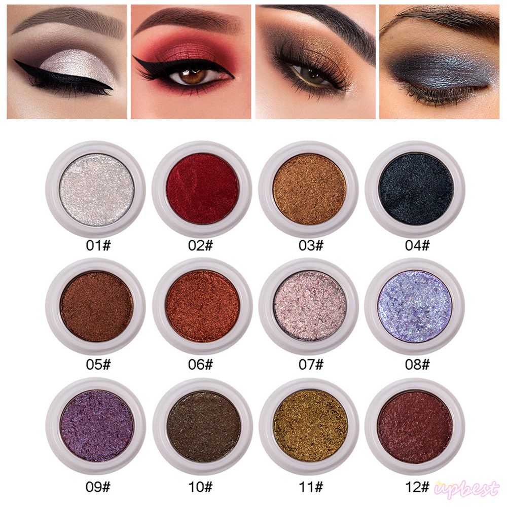 ♕HANDAIYAN 12สีขาวดำมันฝรั่งบดอายแชโดว์นุ่ม G Litter ชิมเมอร์เมทัลลิกันน้ำ S Weatproof ติดทนนานอายแชโดว์เครื่องสำอาง UPBEST