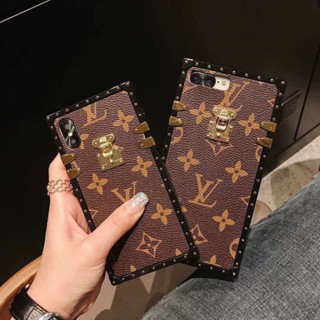 เคสโทรศัพท์มือถือ ทรงสี่เหลี่ยม ลายแบรนด์แฟชั่น สําหรับ iPhone X XS Max XR 6 6S 7 8 Plus 13 14 Pro 12 Mini 11 Pro Max