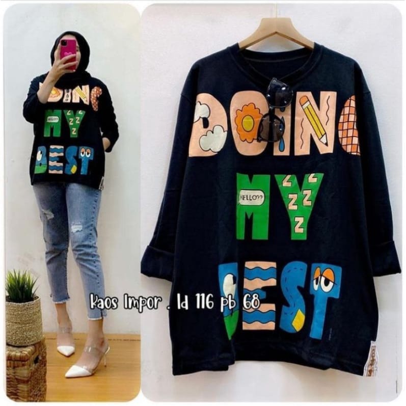 เสื้อกันหนาวแขนยาว | เสื้อกันหนาว Oversize Doing Blouse แขนยาว Import Motif Doing | เสื้อเบลาส์ผู้หญ