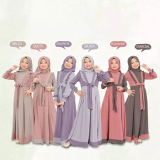 Amora ชุดเดรส KF สําหรับเด็ก | เครื่องแกะสลัก M L XL | ได้เสื้อคลุมเด็ก (ไม่รวม HIJAB) ชุดเดรสมุสลิม สีชมพู MILO POLOS รุ่นล่าสุด สีชมพู วัสดุดอกไม้อากาศ เสื้อผ้าเด็กผู้หญิง นําเข้า ชุดเดรสเด็กผู้หญิง สีชมพู 10 11 12 ปี