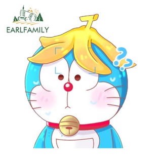 Earlfamily สติกเกอร์ไวนิล ป้องกันรอยขีดข่วน ลายโดราเอมอน ขนาด 13 ซม. X 11.2 ซม. สําหรับตกแต่งรถยนต์ รถตู้