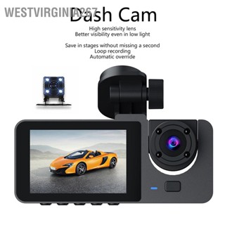  Westvirginia267 Dash Cam Professional 2.0 นิ้วหน้าจอ IPS HD 1080P การตรวจจับการเคลื่อนไหวอัจฉริยะการตรวจสอบที่จอดรถ 3 เลนส์เครื่องบันทึกรถยนต์