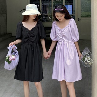 พร้อมส่ง 🧺 Fernanda dress เดรสแขนสั้นแต่งชายระบายพริ้วๆ (33481)