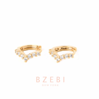 BZEBI ต่างหูแฟชั่น ห่วง เกาหลี ทอง ทองแท้ สไตล์เกาหลี เครื่องประดับ 18k สำหรับผู้หญิง 480e