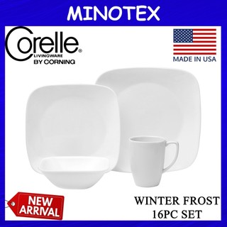 Corelle 16pc Square Pure White Dinnerware Set Livingware Dinner Serve Set