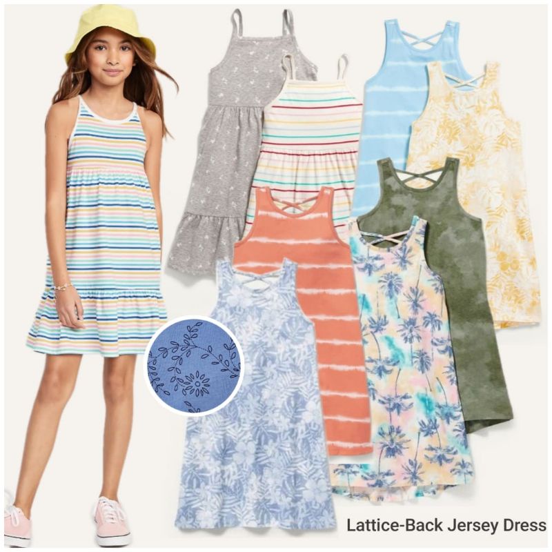 KATUN Old Navy Junior Girls Cotton Kutung ชุดขนาด 5y 6y 7y 8y 10y 12y 14y 16y 18y ชุดเดรสสายเดี่ยว