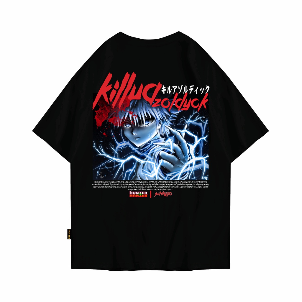 【hot tshirts】เสื้อยืด พิมพ์ลายอนิเมะ Hunterxhunter Killua Zoldyck | เสื้อยืด ลาย Killua สีดํา2022_04