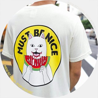 Ripndip เสื้อยืดคอกลม แขนสั้น พิมพ์ลายแมว ทรงหลวม สําหรับผู้ชาย และผู้หญิง