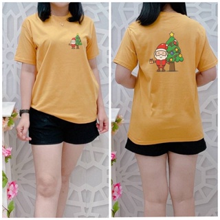 [S-5XL]ผ้าฝ้าย 100% เสื้อยืด พิมพ์ลายซานตาคลอส ต้นไม้ MERRY CHRISTMAS สําหรับผู้หญิง และผู้ชาย