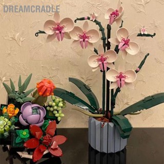 Dreamcradle ชุดบล็อกตัวต่อพลาสติก รูปกล้วยไม้ สีเขียว 608 ชิ้น