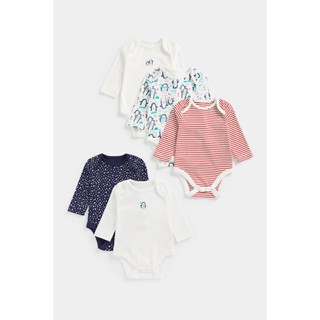 Mothercare Penguins Long-Sleeved Bodysuits - 5 Pack CD323 ชุดบอดี้สูทเด็ก