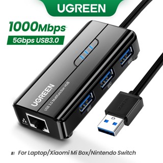 ราคาUGREEN Usb 3 . 0 2 . 0 Hub To Rj45 Lan อะแดปเตอร์การ์ดเครือข่าย